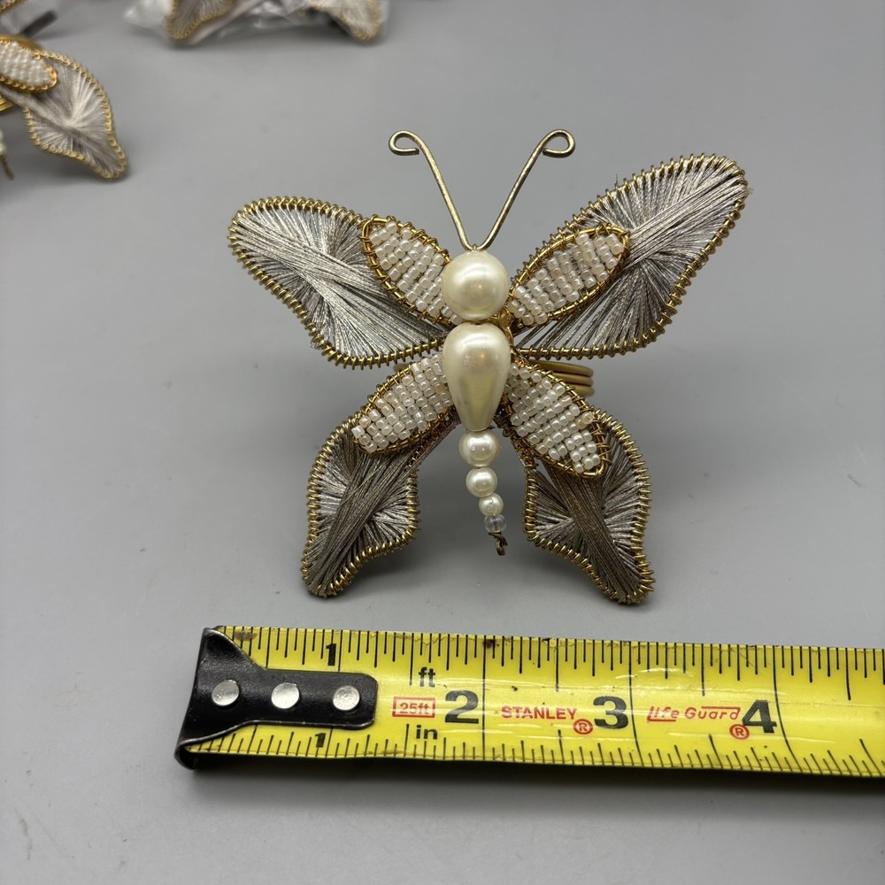 Pier 1 Imports Jeweled Butterfly Napkin Rings - Gold & Silver Accents Set of 6 - Picture 5 of 8